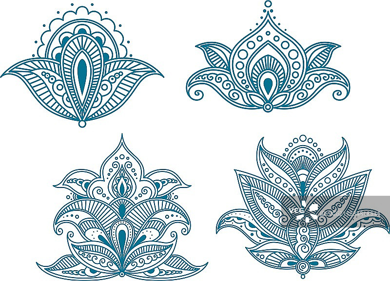 抽象的波斯花卉装饰图片素材