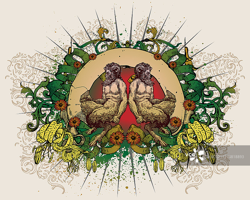 双萨提尔T恤设计图片素材