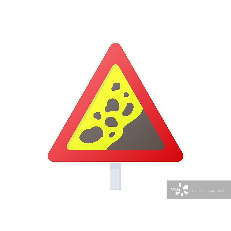 落石警告交通标志图标图片素材