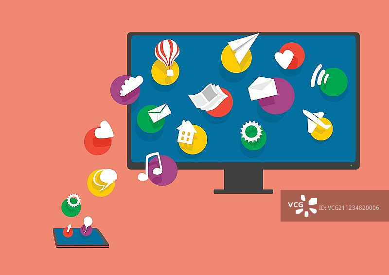 移动和个人电脑连接图片素材