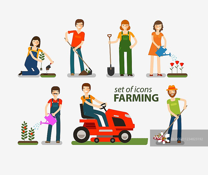 农业园艺图标，人们在工作图片素材