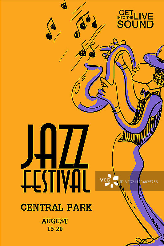 萨克斯演奏者音乐海报图片素材