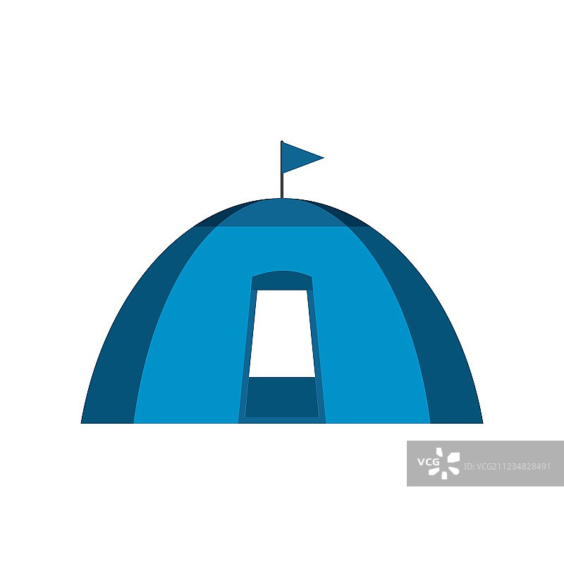 蓝色圆顶帐篷扁平图标图片素材