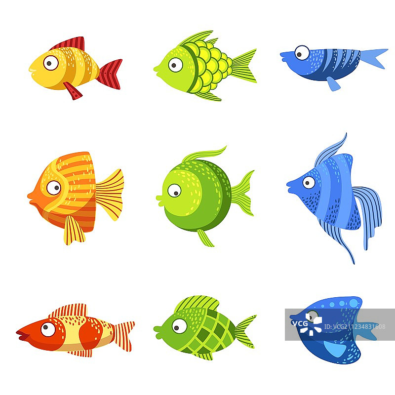彩色鱼类合集图片素材