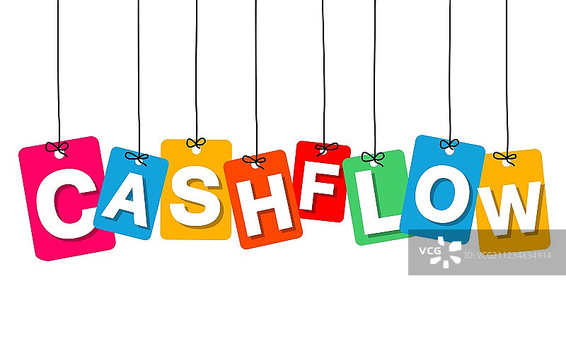 彩色悬挂纸板标签 - 现金流图片素材