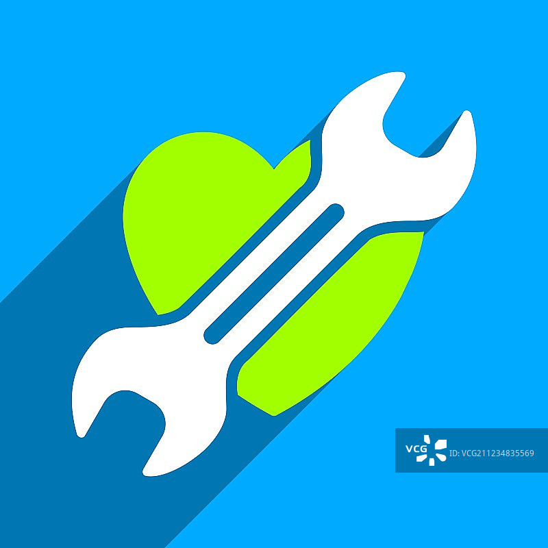 心脏手术扁平方形长阴影图标图片素材