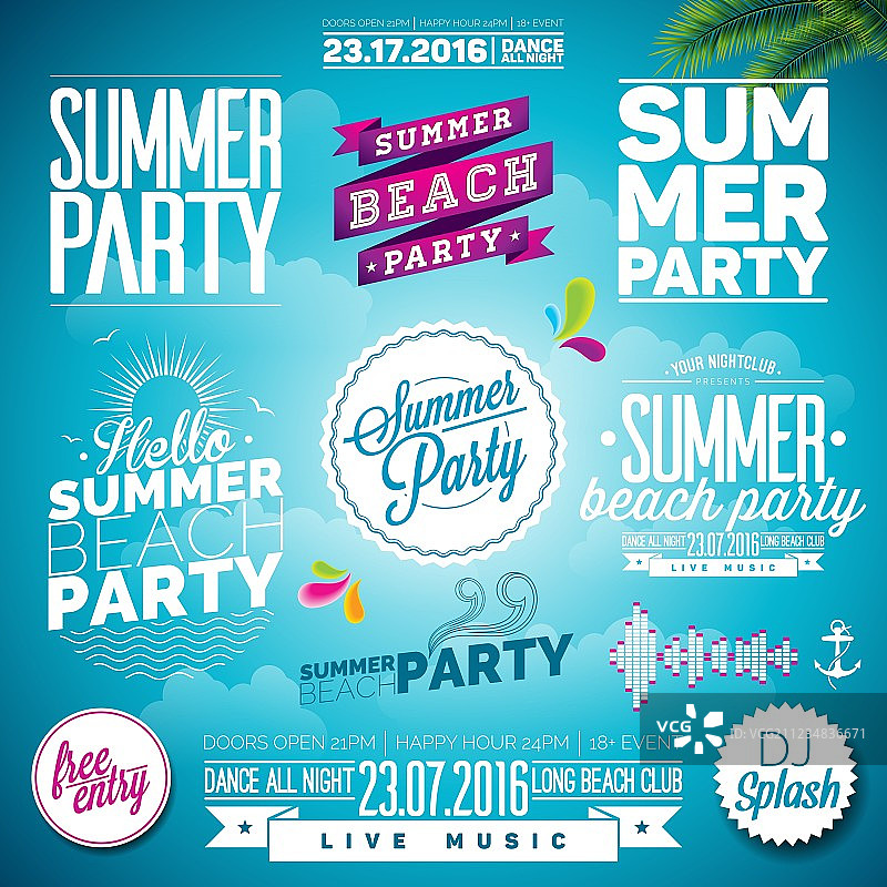 夏季海滩派对排版符号图片素材