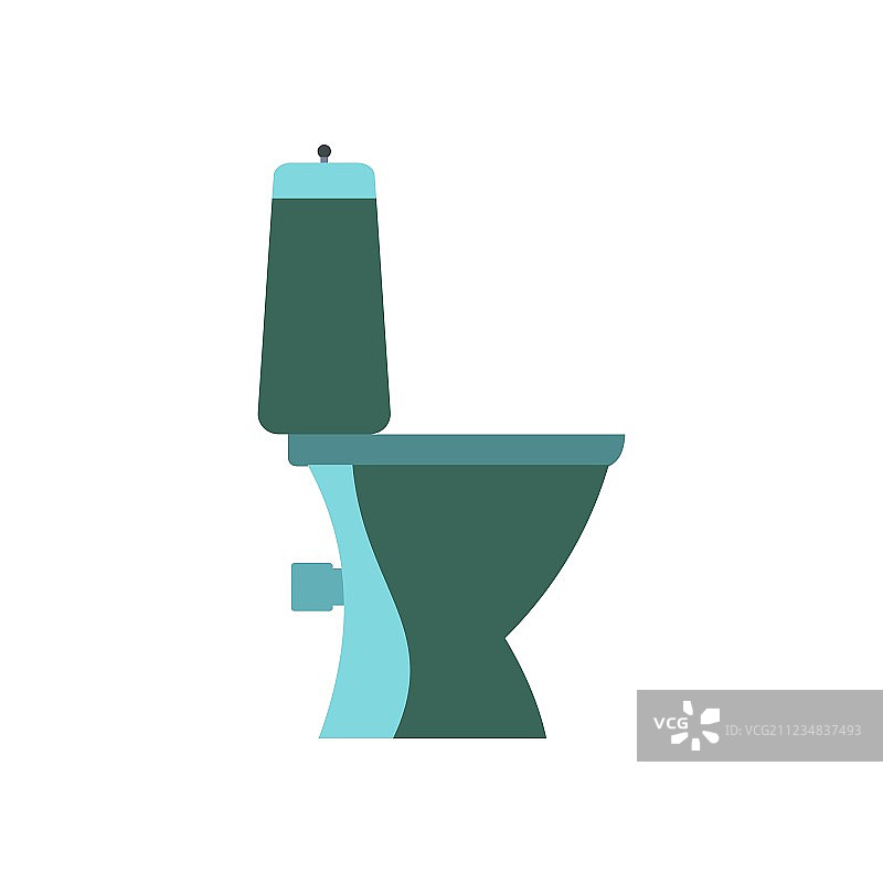 蓝色马桶侧视扁平设计图片素材