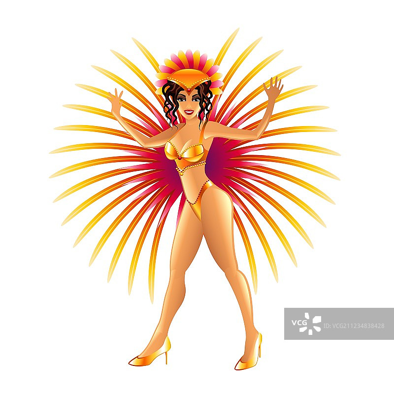 白色背景下的巴西狂欢节女孩图片素材