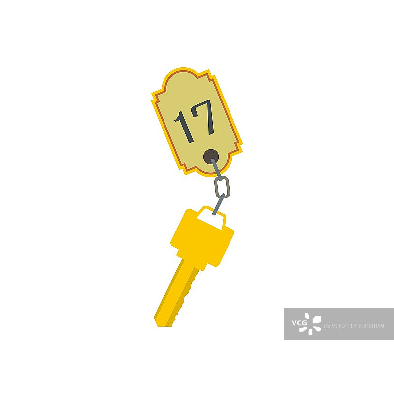 带房间号的酒店钥匙扁平图标图片素材