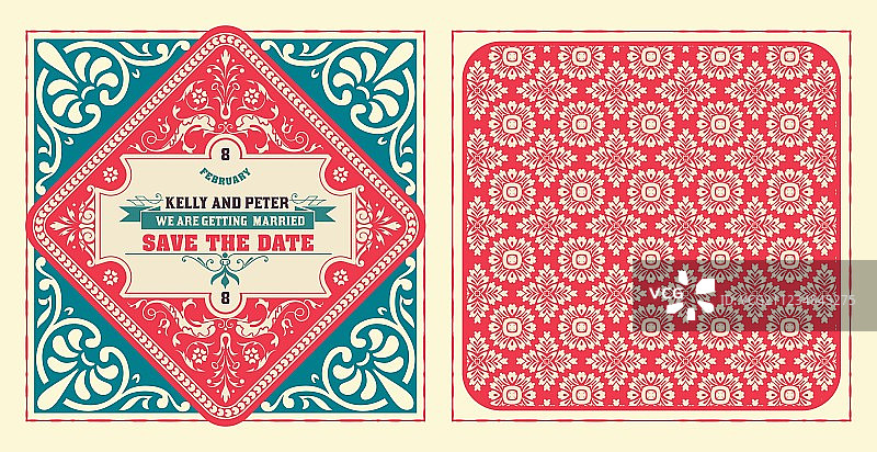 复古分层婚礼卡片图片素材