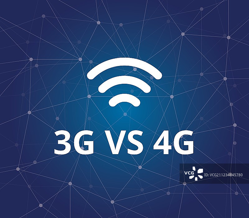 3G与4G，带无线网络信号和蓝色点图片素材