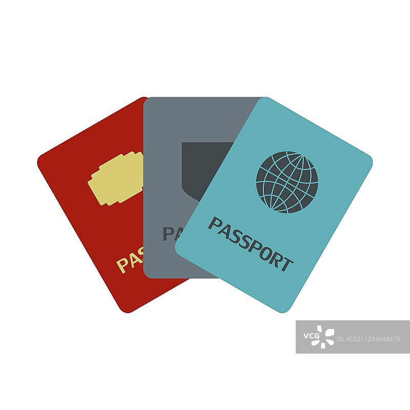 三个护照扁平图标图片素材