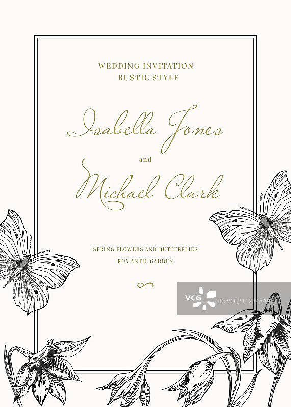 鲜花婚礼邀请函模板图片素材