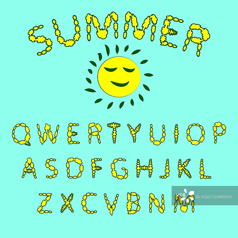 花卉夏季字体，红黄色图片素材