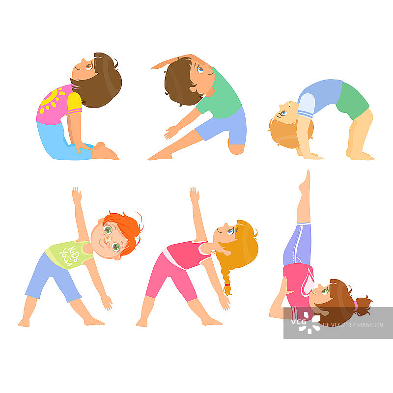 儿童简易瑜伽姿势图片素材