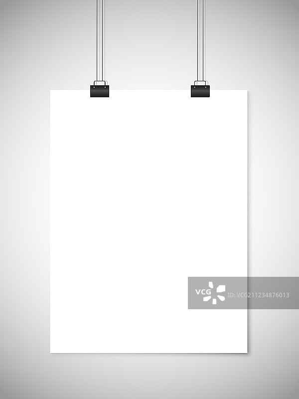 灰色背景上的悬挂白纸图片素材