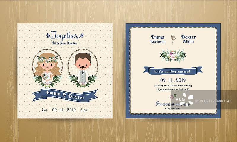 乡村婚礼卡通新娘新郎图片素材