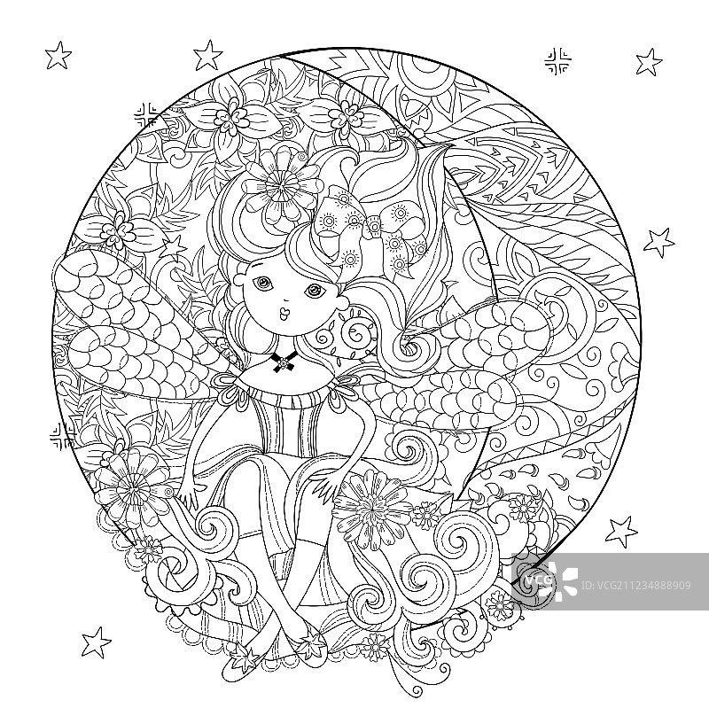 花丛中的可爱仙女图片素材