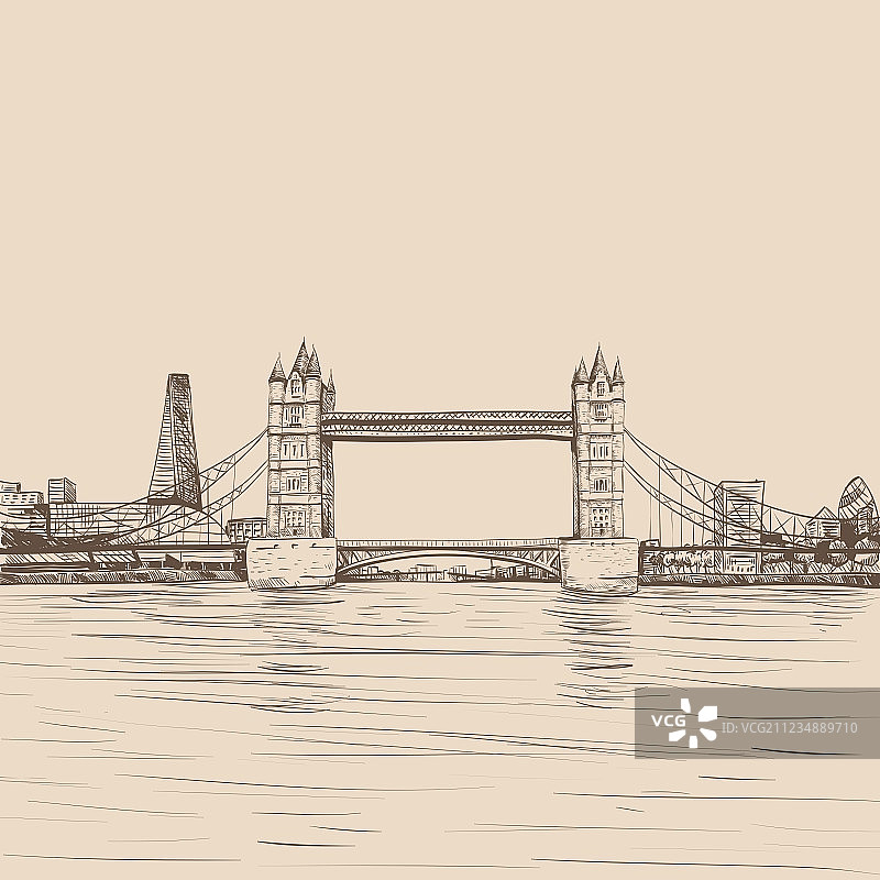 伦敦桥绘画图片素材