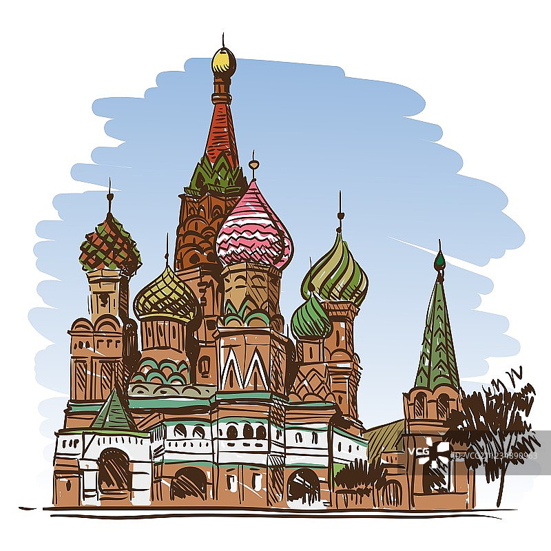 莫斯科圣瓦西里大教堂绘画图片素材
