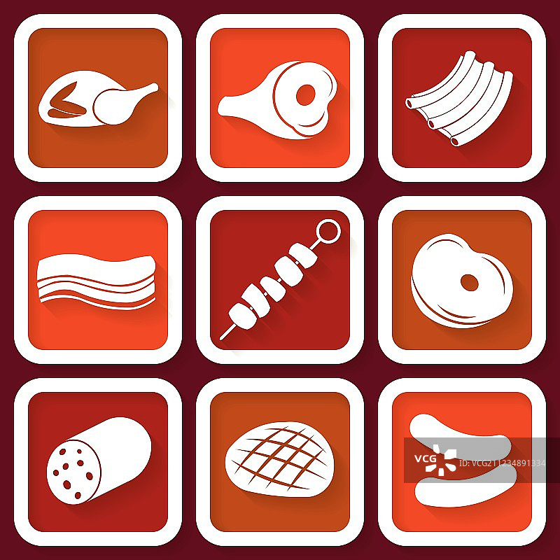 9个复古肉类图标图片素材