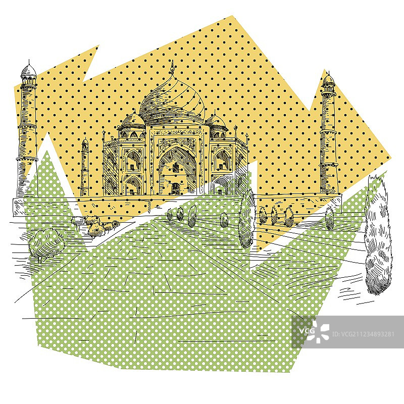 泰姬陵绘画图片素材