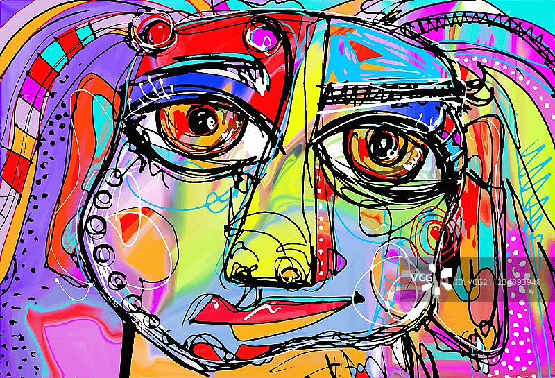 原创抽象人脸数字绘画图片素材