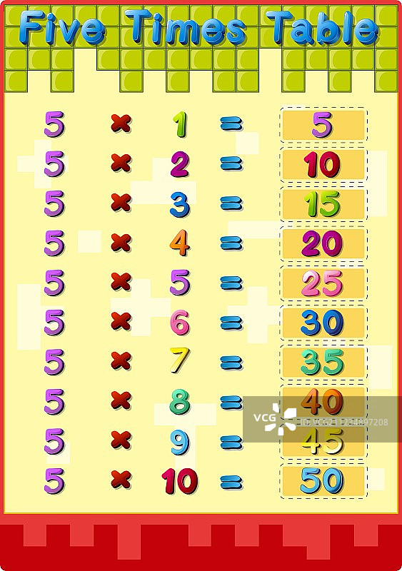 带答案的乘法表图片素材