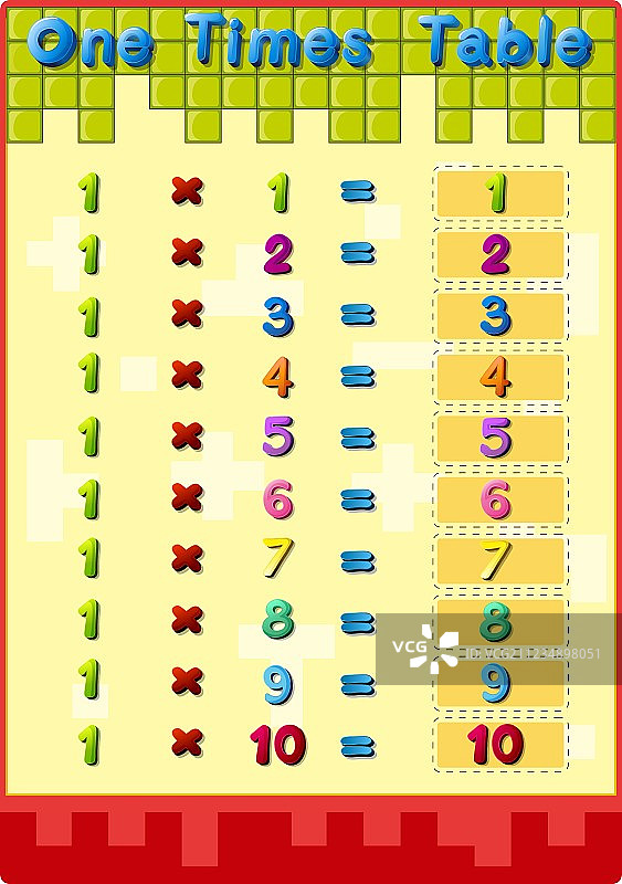 带答案的乘法表图片素材