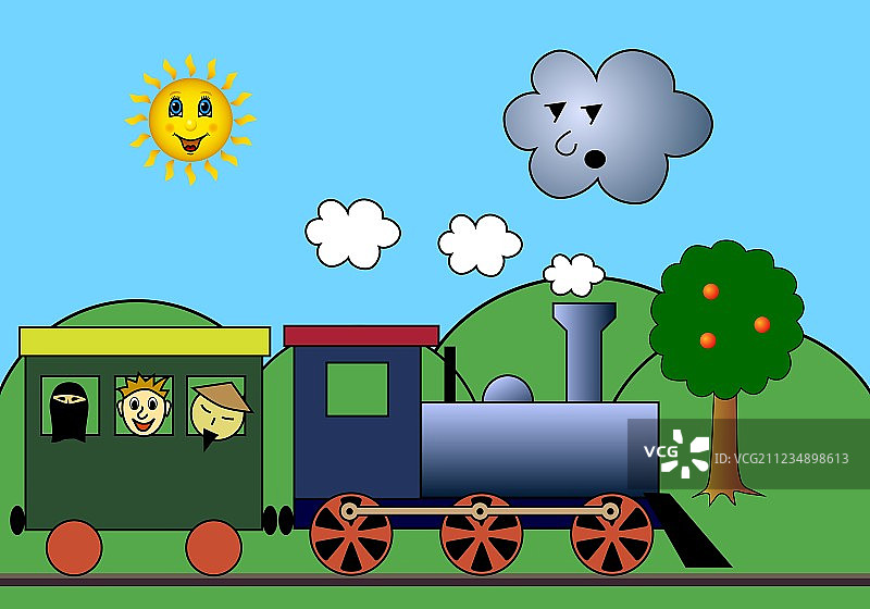 公路上的蒸汽火车图片素材