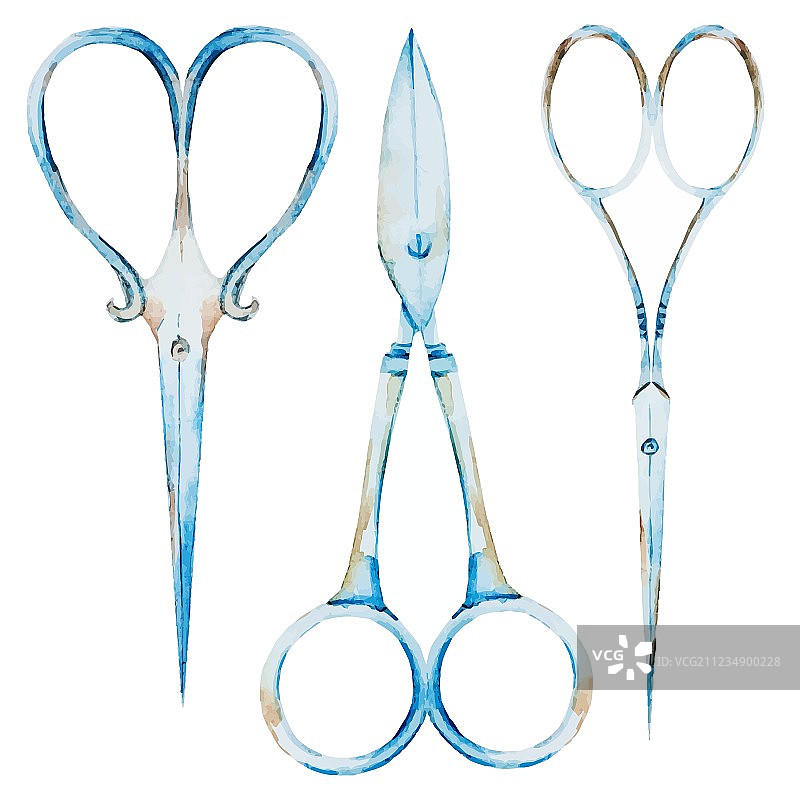 水彩复古剪刀图片素材
