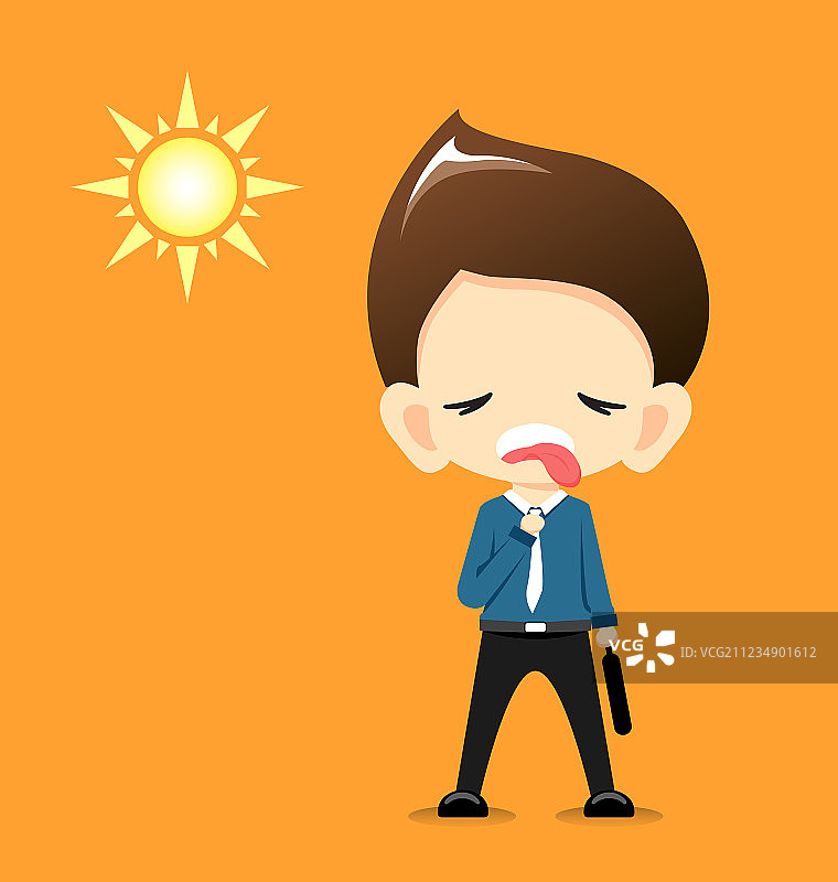 商人感到太阳很热图片素材