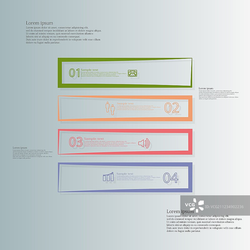四色水平分割方形模板图片素材