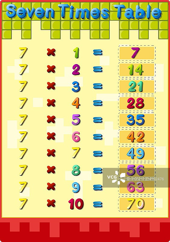 带答案的乘法表图片素材