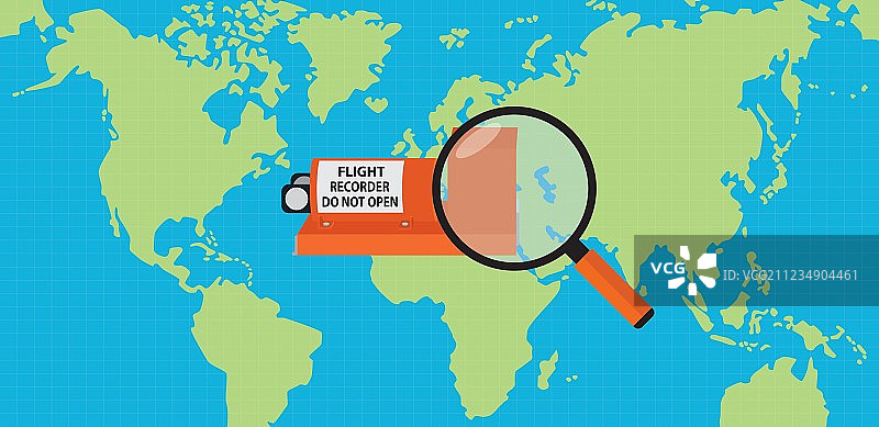 搜寻飞行记录仪黑匣子与地图图片素材