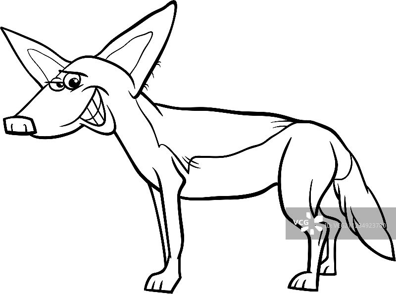 胡狼动物卡通着色页图片素材