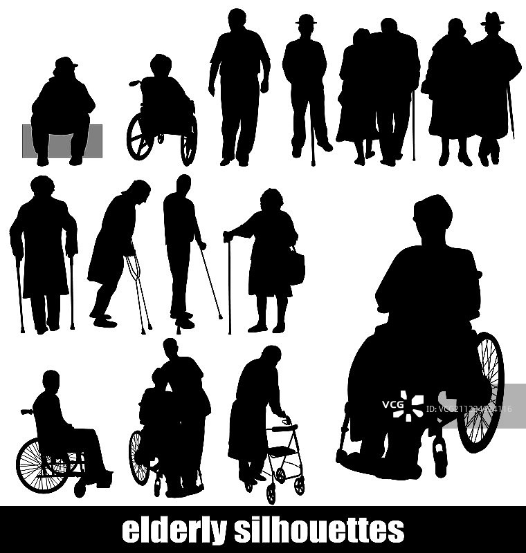 老年人剪影图片素材