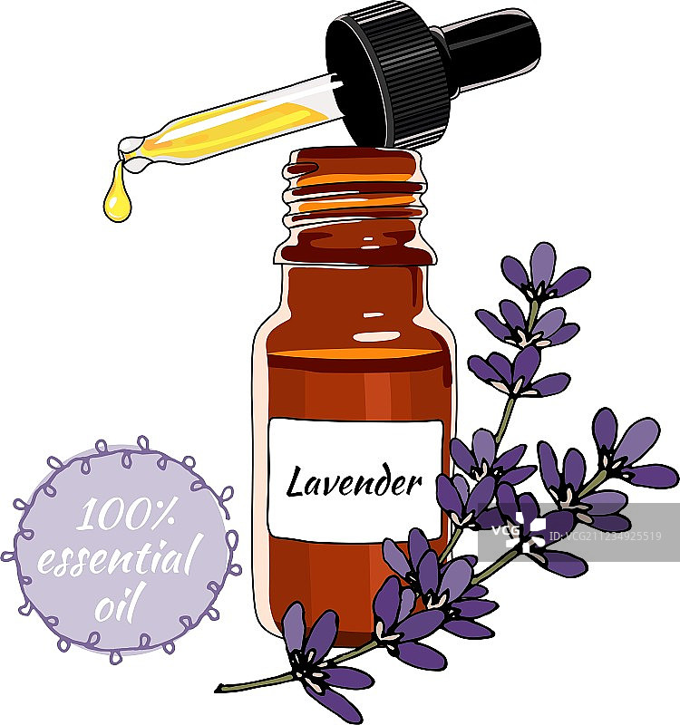 带滴管的薰衣草精油瓶图片素材