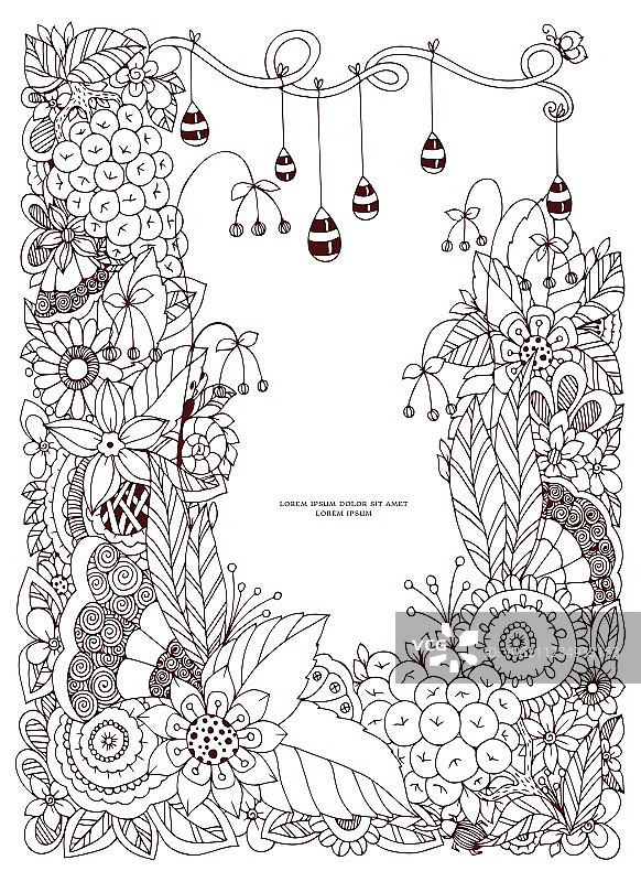 禅绕画花卉边框图片素材