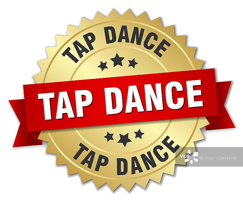 带红色丝带的3D金色踢踏舞徽章图片素材