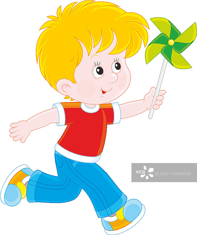 拿着风车的男孩图片素材