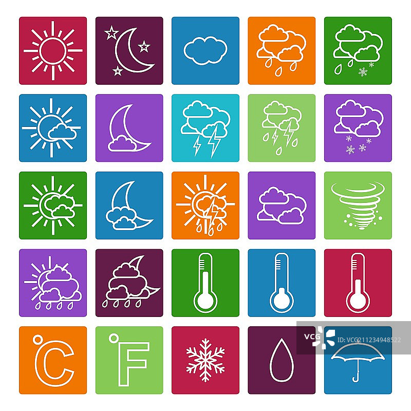 彩色背景上的天气图标图片素材