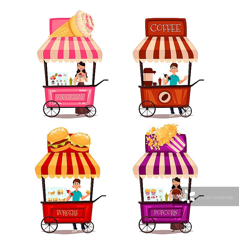 不同快餐车组合图片素材