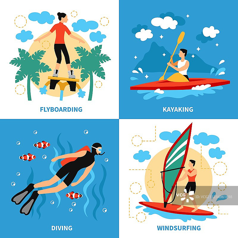 水上运动概念图标合集图片素材