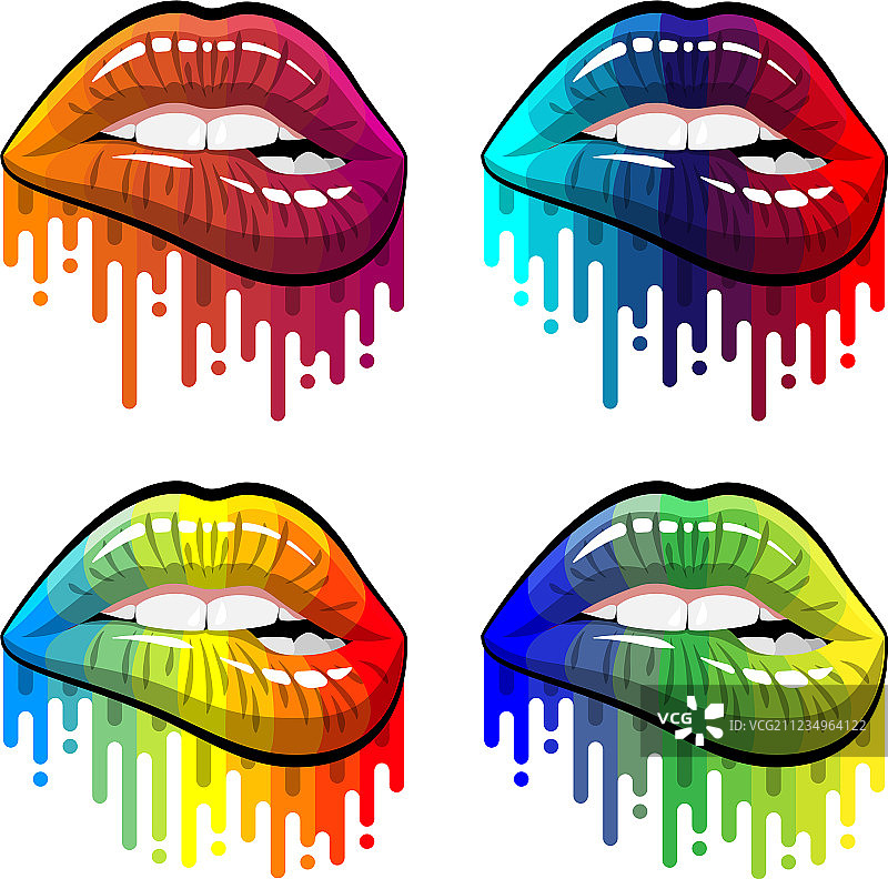 彩色嘴唇妆容图片素材