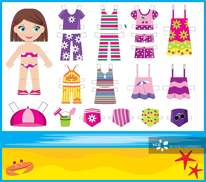 夏季服装纸娃娃图片素材