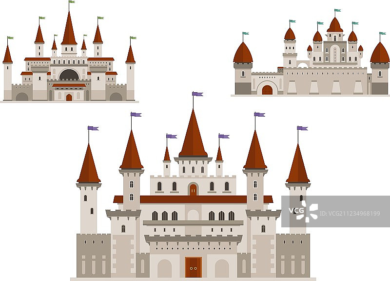 带有塔楼和尖顶的中世纪宫殿或城堡图片素材