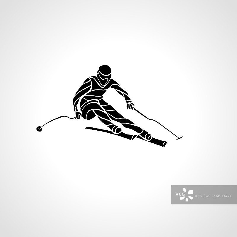 大回转滑雪运动员轮廓图片素材