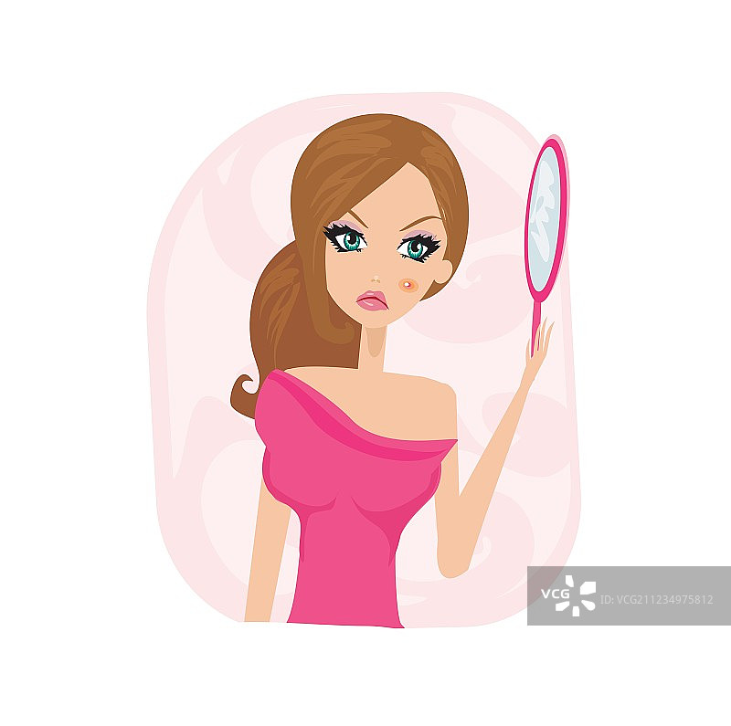 长青春痘的女孩图片素材